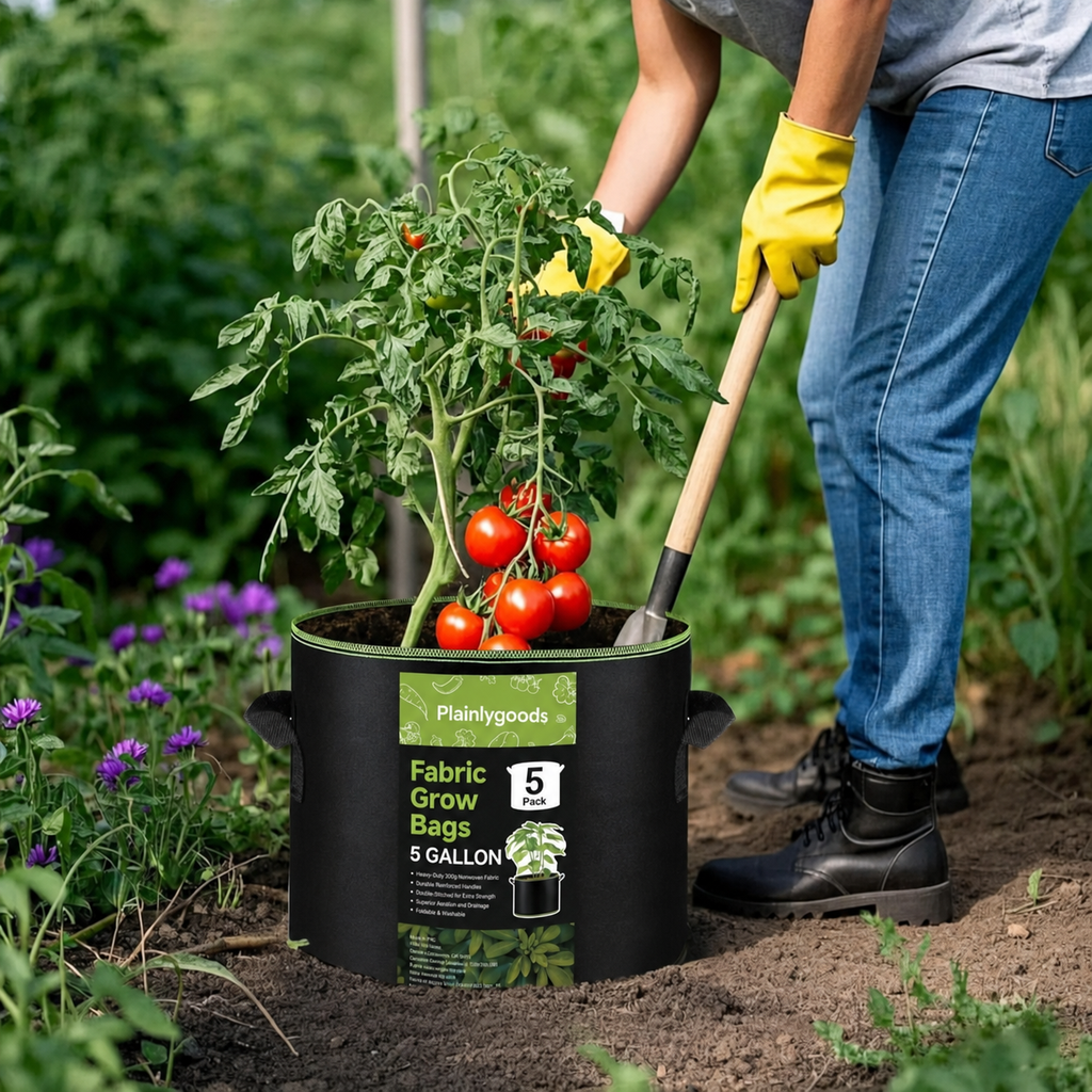 Plainlygoods 5-Pack 10 Gallon Grow Bags