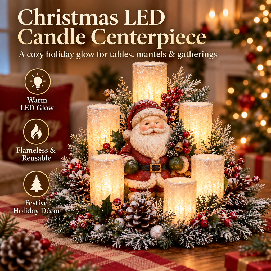 🌲Christmas Lighted Centerpiece with Flameless Candle Glow