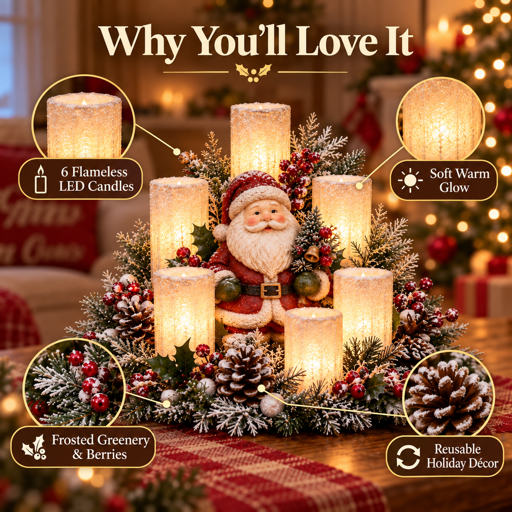 🌲Christmas Lighted Centerpiece with Flameless Candle Glow