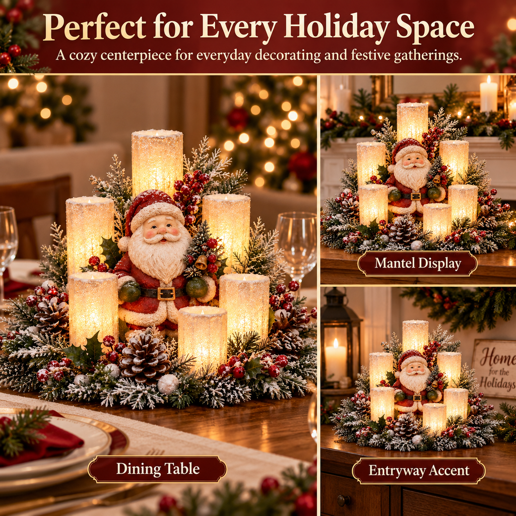 🌲Christmas Lighted Centerpiece with Flameless Candle Glow