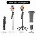 AI Face Tracking Selfie Stick Tripod – 360° Auto Tracking, 70.8" 4-Leg Stand with Dual Fill Lights & Wireless Mic Options