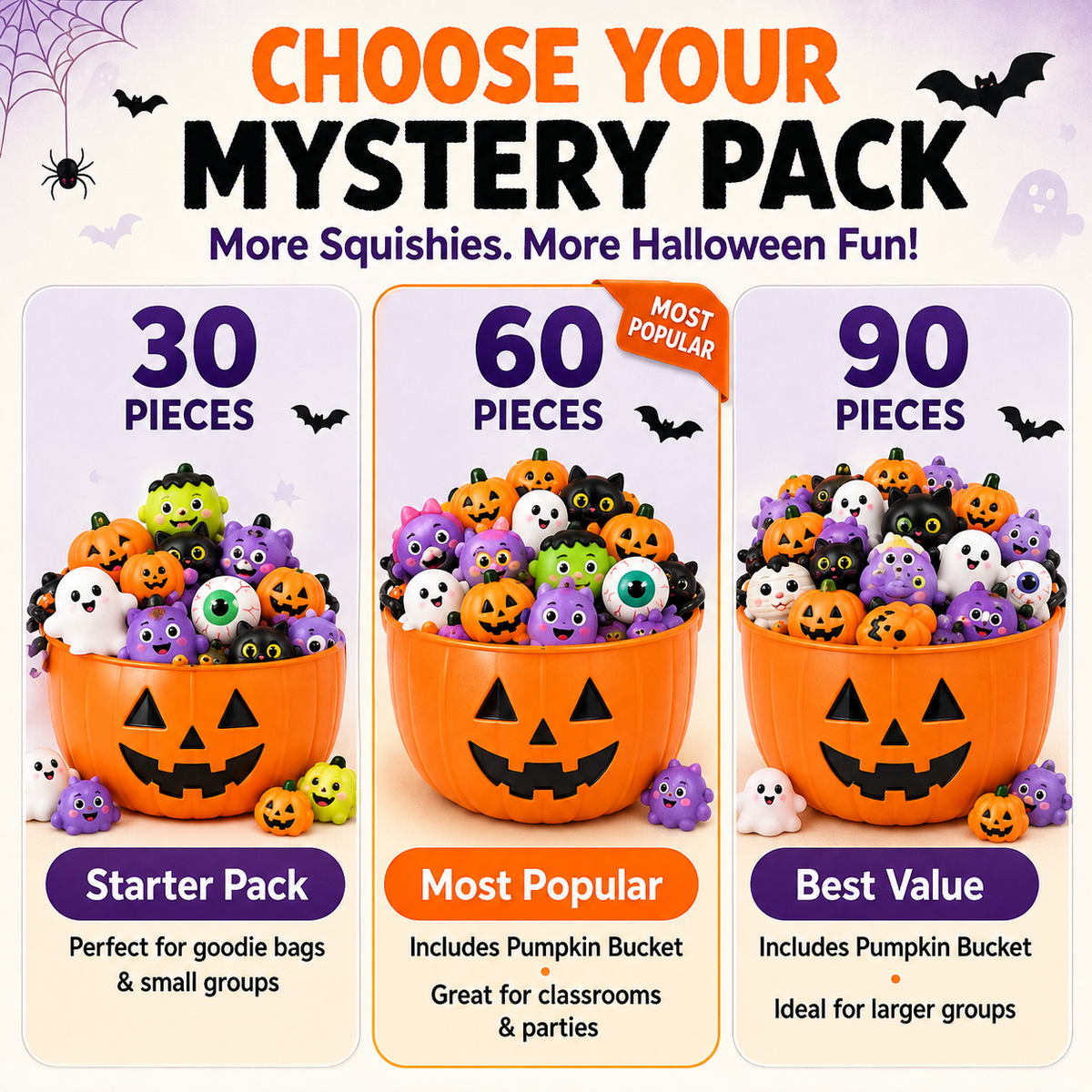 Halloween Mystery Mochi Squishy Pack – Cute Spooky Surprise Toys