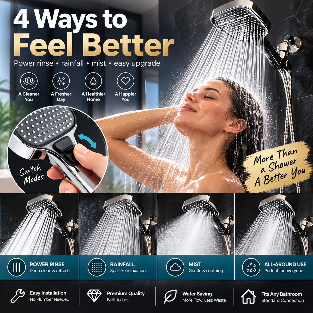 🔥HOT SALE 50% OFF🔥Premium 4-Mode High Pressure Shower Head