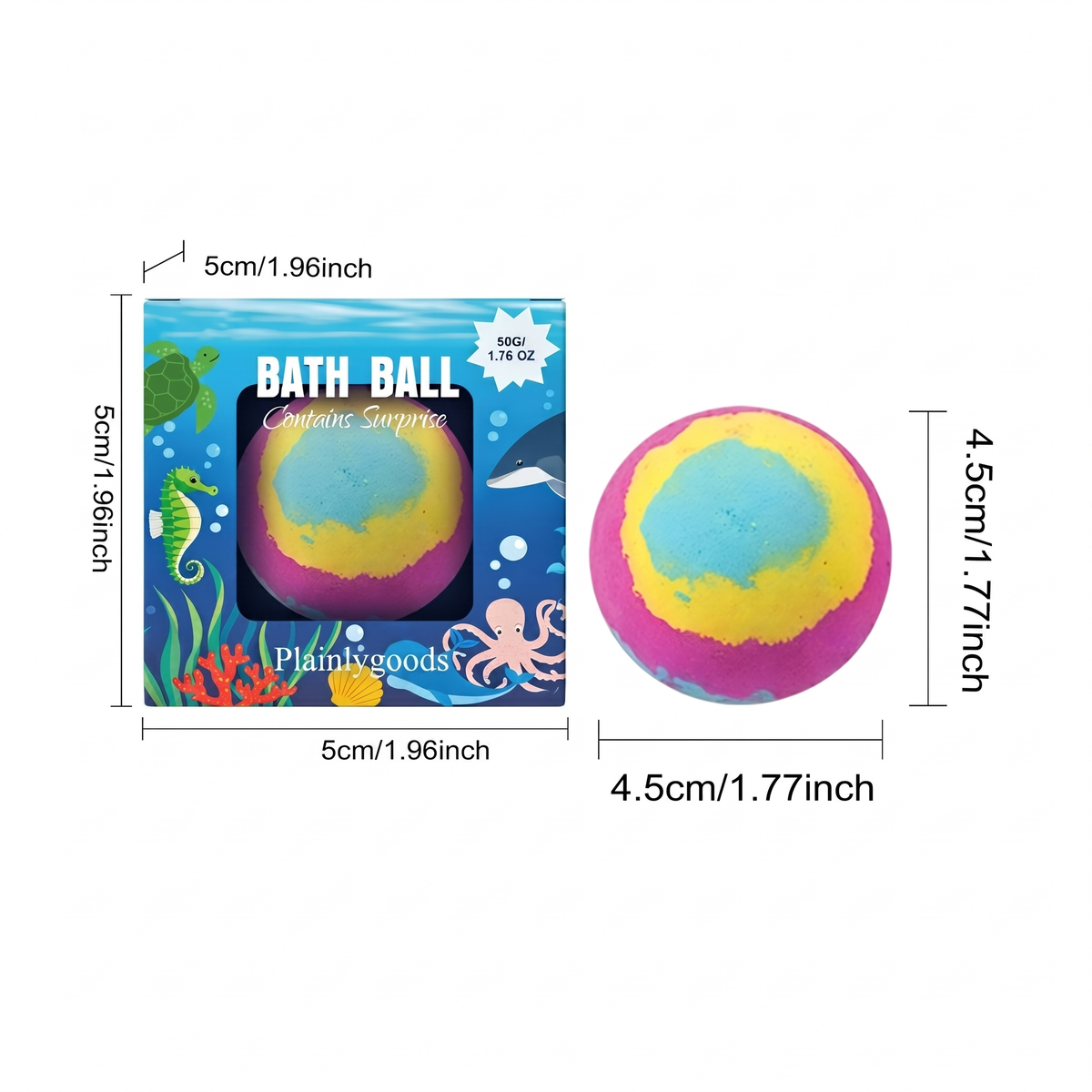 Plainlygoods Ocean Surprise Kids Bath Bombs – Fizzy Bath Fun with Hidden Toys Inside