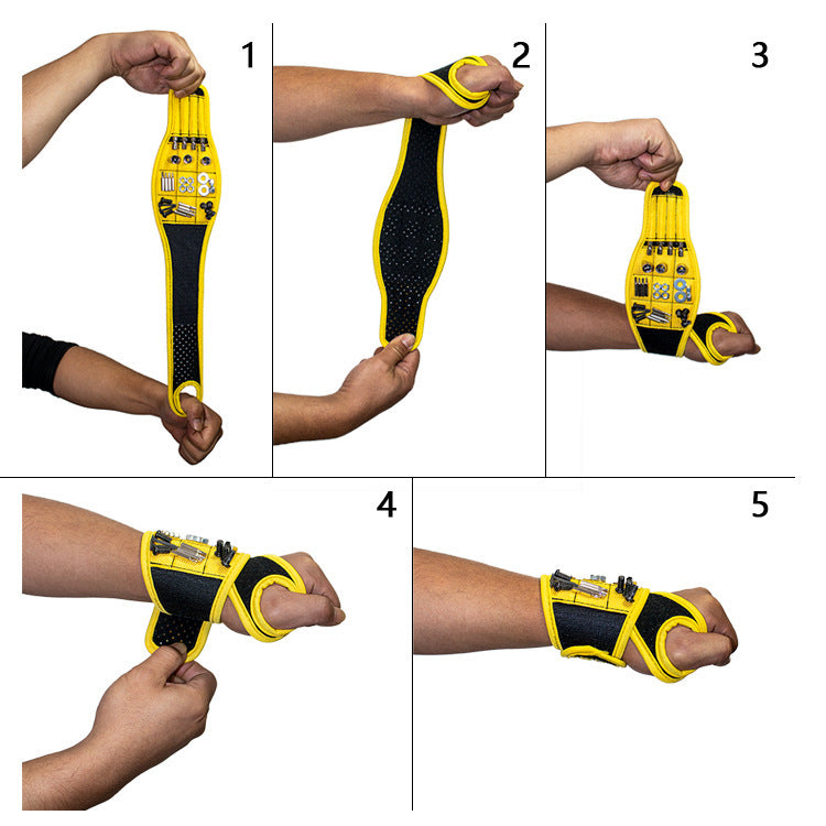 Magnetic Tool Wristband, Magnetic Wrist Holder for Screws Drill Bits Nuts, One Size for Left & Right Hand