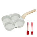🍳4-Cup Nonstick Egg Pan, Wood Handle, Multi-Color Breakfast Skillet