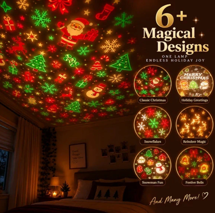 🎄USB Christmas Projection Lamp – 6+ Festive Designs with Flexible LED Light