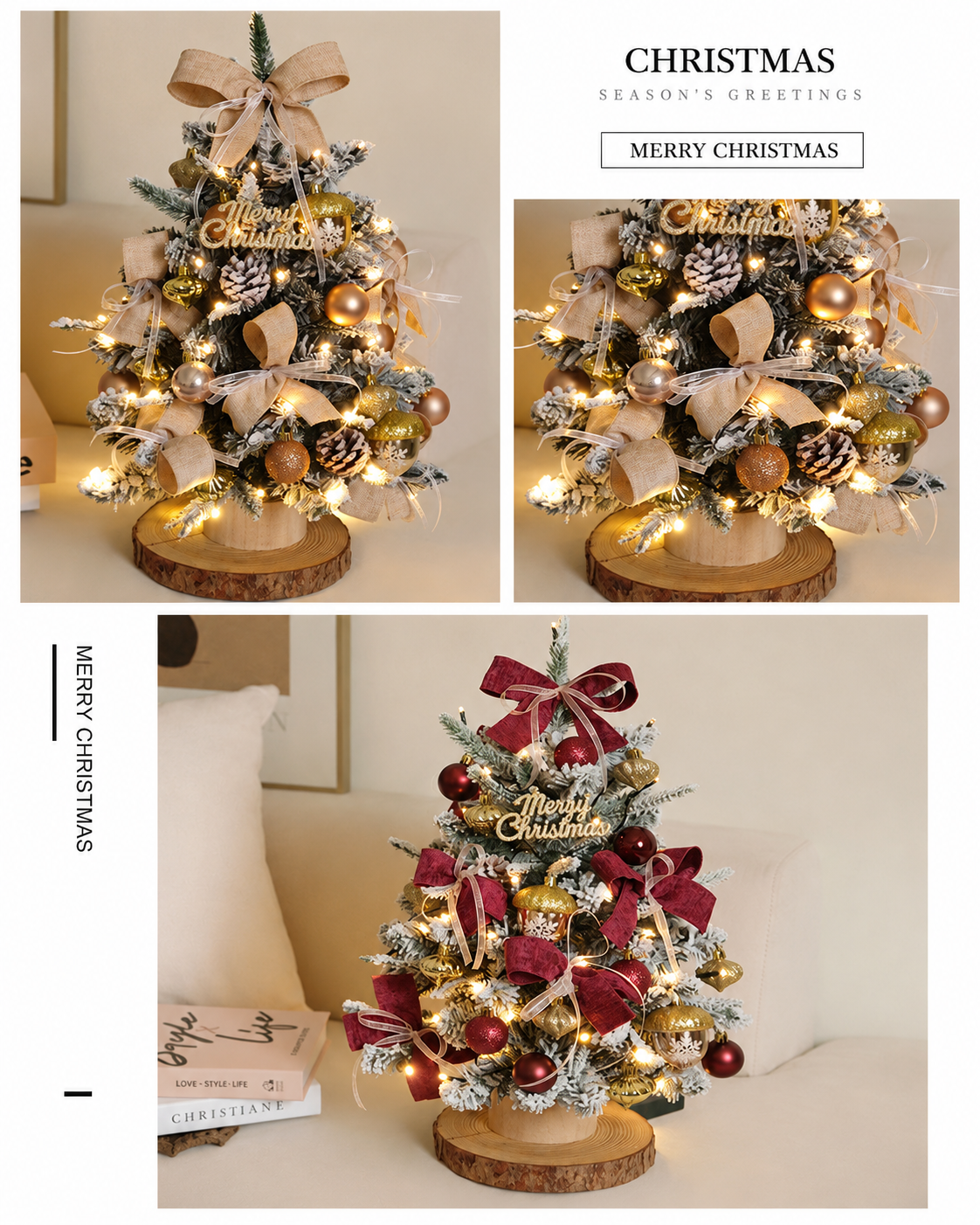 🎄Lighted Tabletop Christmas Tree – Pre-Decorated Holiday Tree with Ornaments & Warm Lights