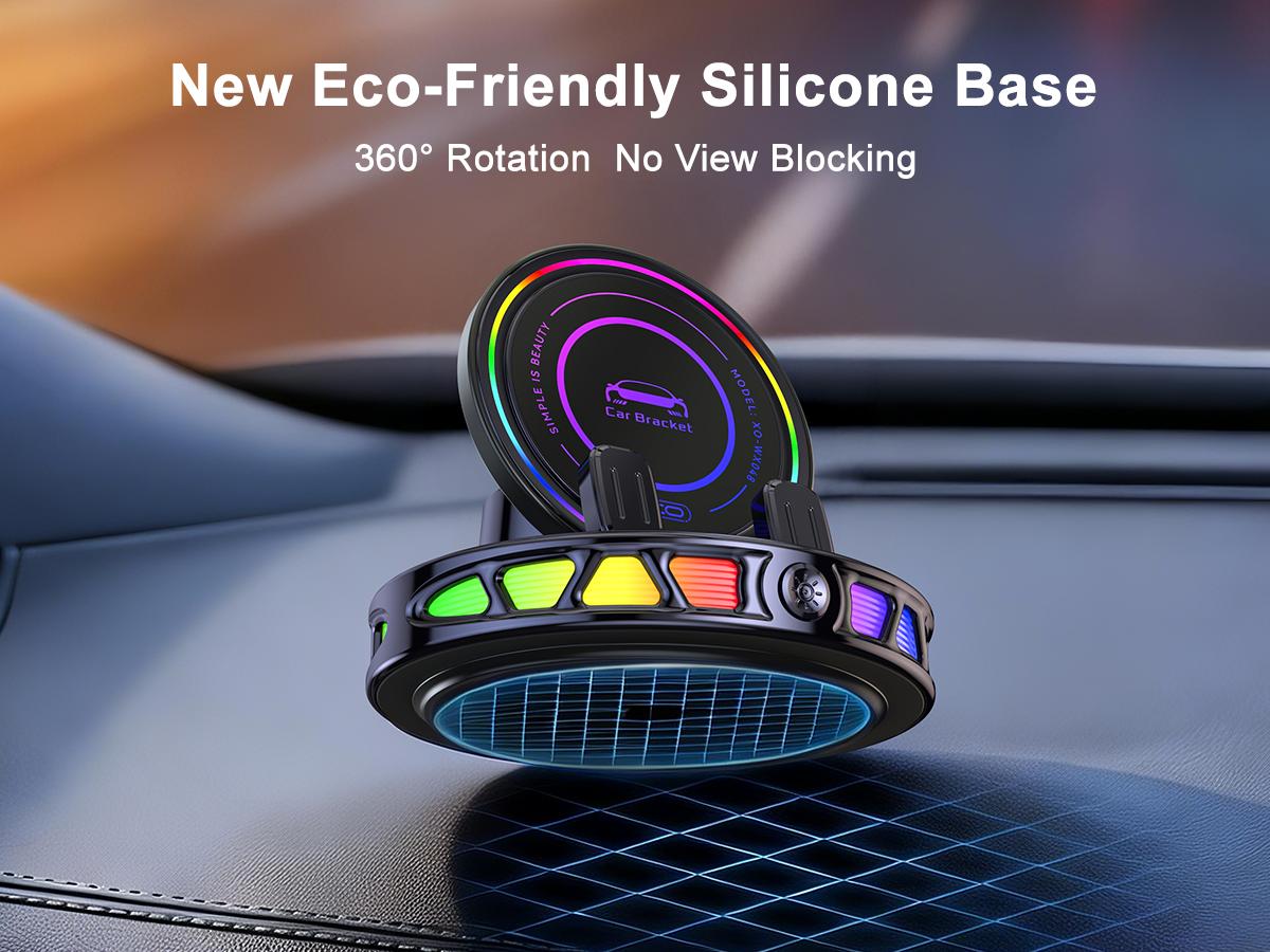 🔥 2026 Upgraded RGB Wireless Charging Car Phone Holder – 360° Rotating
