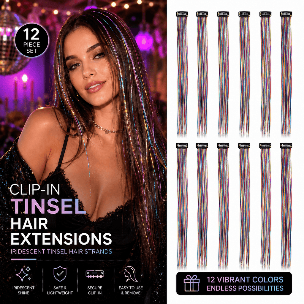 ✨Clip-In Tinsel Hair Extensions – Create Fun, Colorful Hair In Minutes