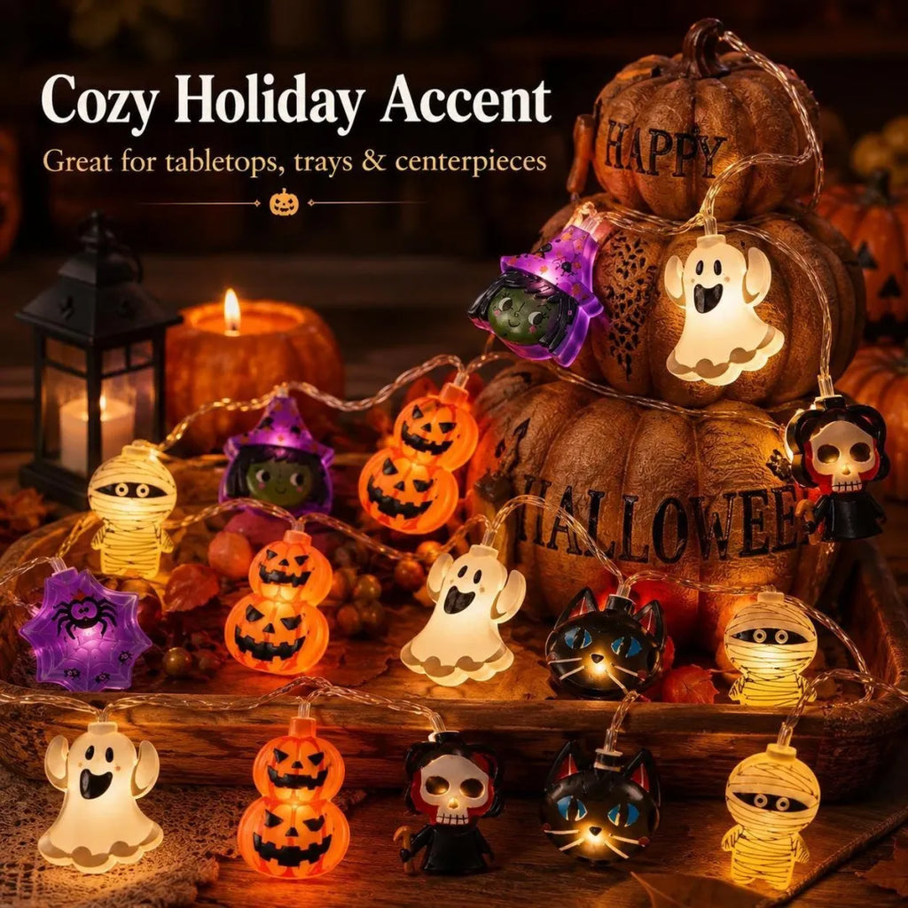 🔥49% OFF🎃Halloween USB LED String Lights👻 Pumpkin Witch Ghost Home Decor✨