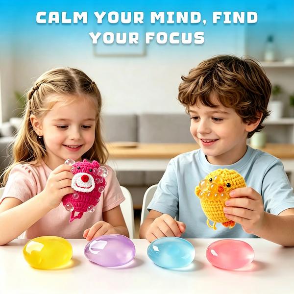 🧶Crochet Bubble Squishy Ball – Soft Squeeze Fidget Toy