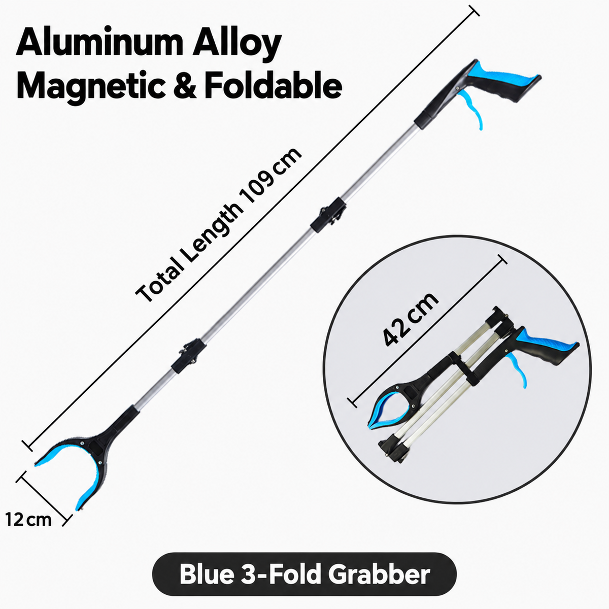 🔥 Foldable Grabber Reacher Tool – 83cm/109cm Long Reach Pickup Claw with Magnetic Tip