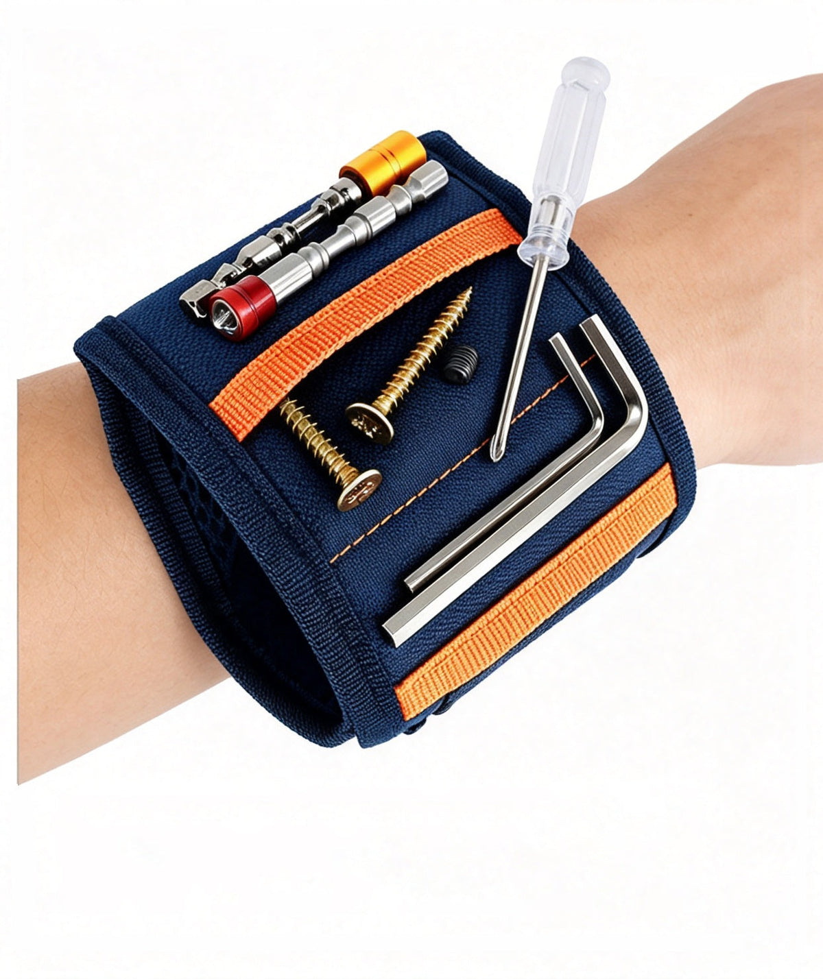 Magnetic Tool Wristband, Magnetic Wrist Holder for Screws Drill Bits Nuts, One Size for Left & Right Hand