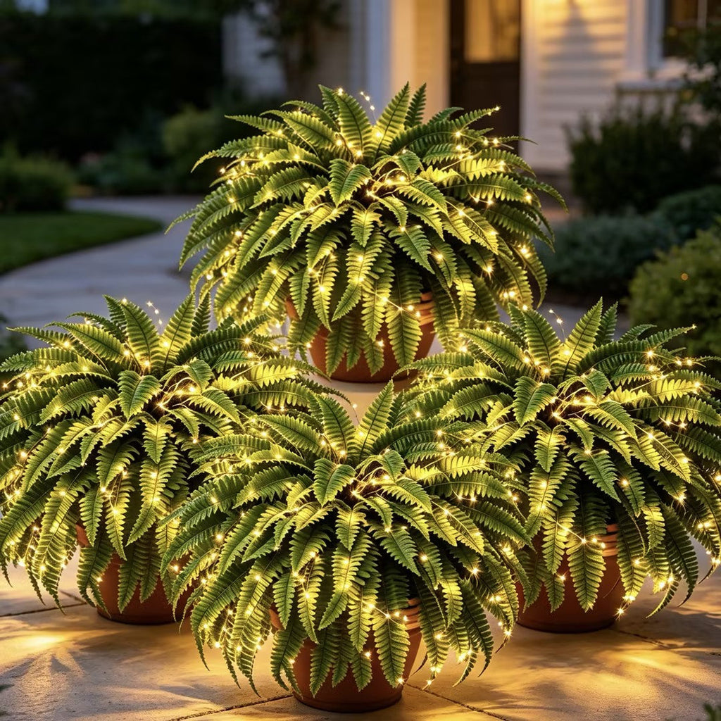 🌿 Glowing 88-Branch Boston Ferns with Lights – 48" long • 30" wide Zero Watering, Zero Maintenance