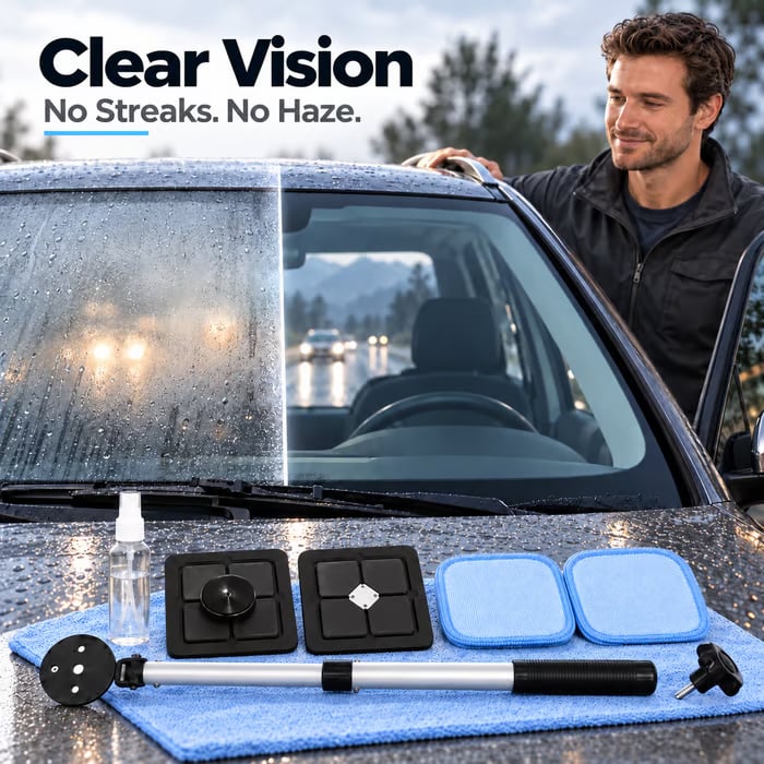 🔥HOT SALE 50% OFF🔥Dual Magnetic Car Windshield Cleaner | Streak-Free Auto Glass Cleaning Kit