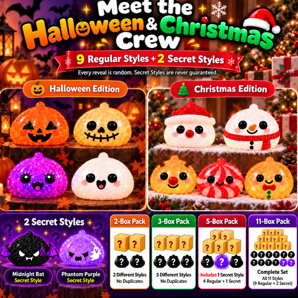 🎃Limited stock Holiday Mystery Dumpling Squishy – Halloween & Christmas Editions
