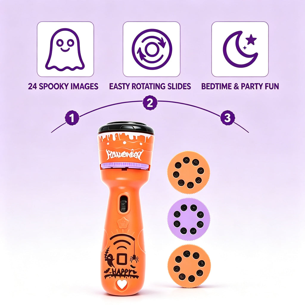 🎃 Kids Projection Flashlight – Turn Bedtime Into a Holiday Story ✨