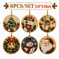 6Pcs/12Pcs Christmas DIY Diamond Painting Ornaments Kit