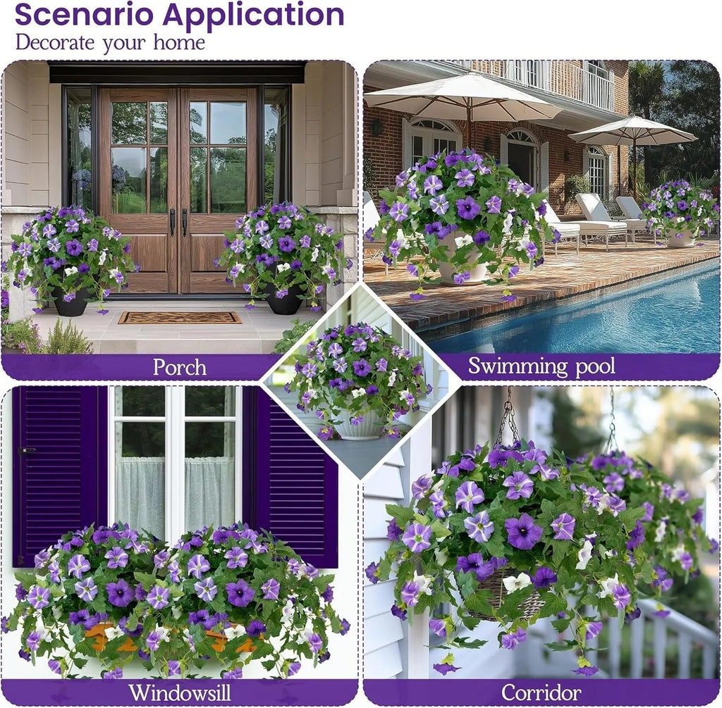 💥Limited stock 🌼 Fade-Proof, UV-Resistant Artificial Petunias – Vibrant, Colorfast Outdoor Flowers for Patio & Garden