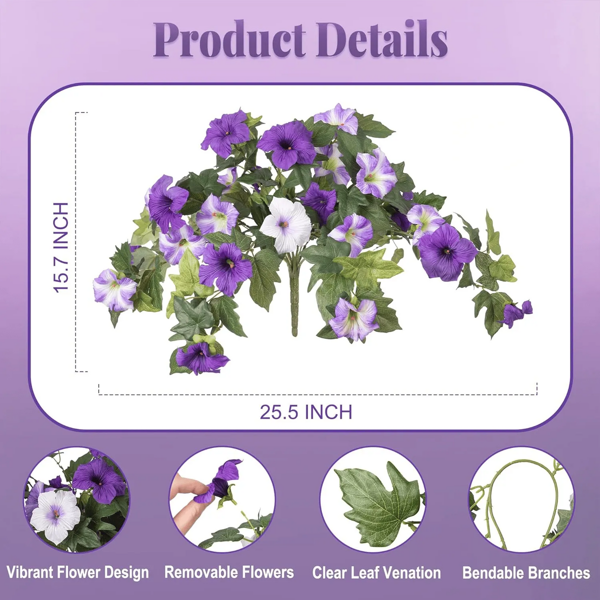 💥Limited stock 🌼 Fade-Proof, UV-Resistant Artificial Petunias – Vibrant, Colorfast Outdoor Flowers for Patio & Garden
