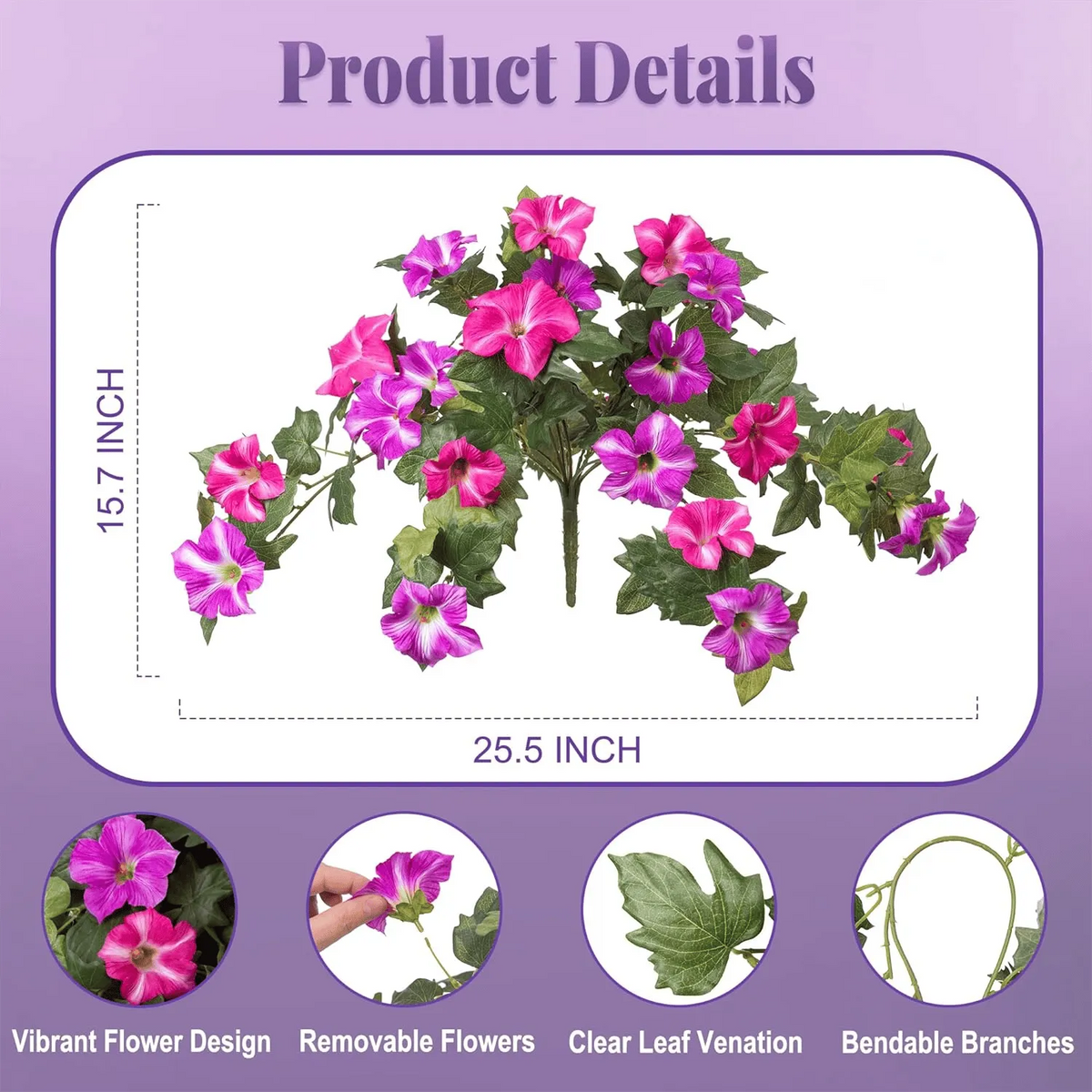 💥Limited stock 🌼 Fade-Proof, UV-Resistant Artificial Petunias – Vibrant, Colorfast Outdoor Flowers for Patio & Garden