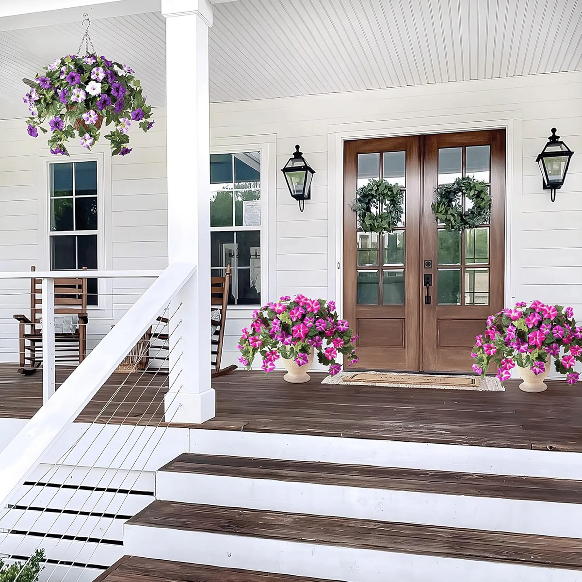 💥Limited stock 🌼 Fade-Proof, UV-Resistant Artificial Petunias – Vibrant, Colorfast Outdoor Flowers for Patio & Garden