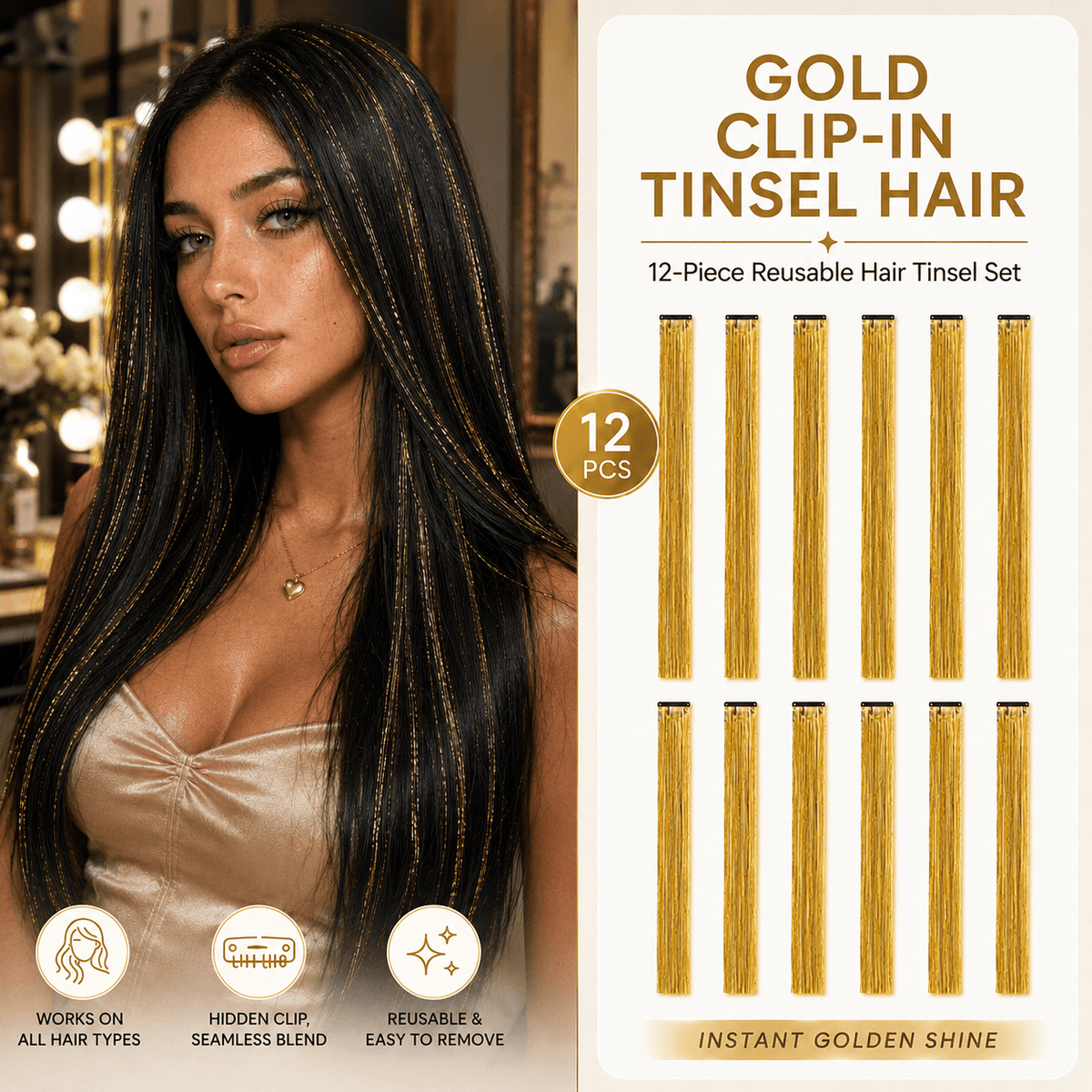 ✨Clip-In Tinsel Hair Extensions – Create Fun, Colorful Hair In Minutes