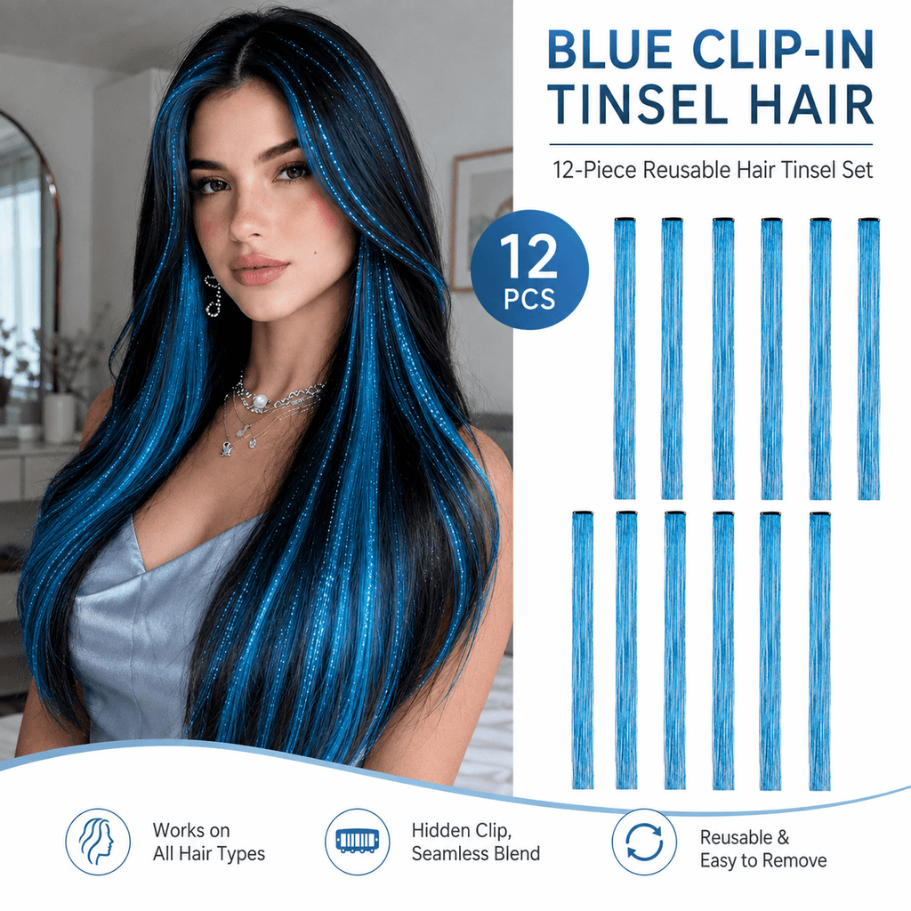 ✨Clip-In Tinsel Hair Extensions – Create Fun, Colorful Hair In Minutes