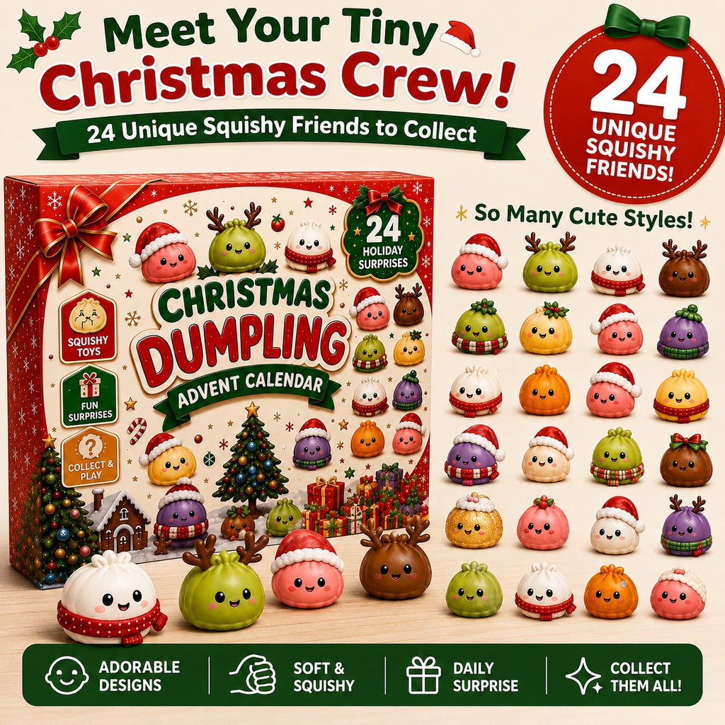 Last Day & Limited stock 🎄 24-Day Christmas Mystery Dumpling Squishy Advent Calendar – 24 Mini Surprises