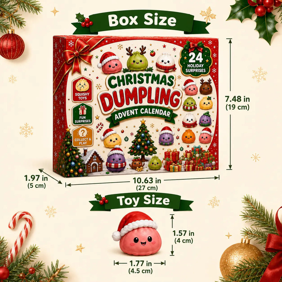 Last Day & Limited stock 🎄 24-Day Christmas Mystery Dumpling Squishy Advent Calendar – 24 Mini Surprises