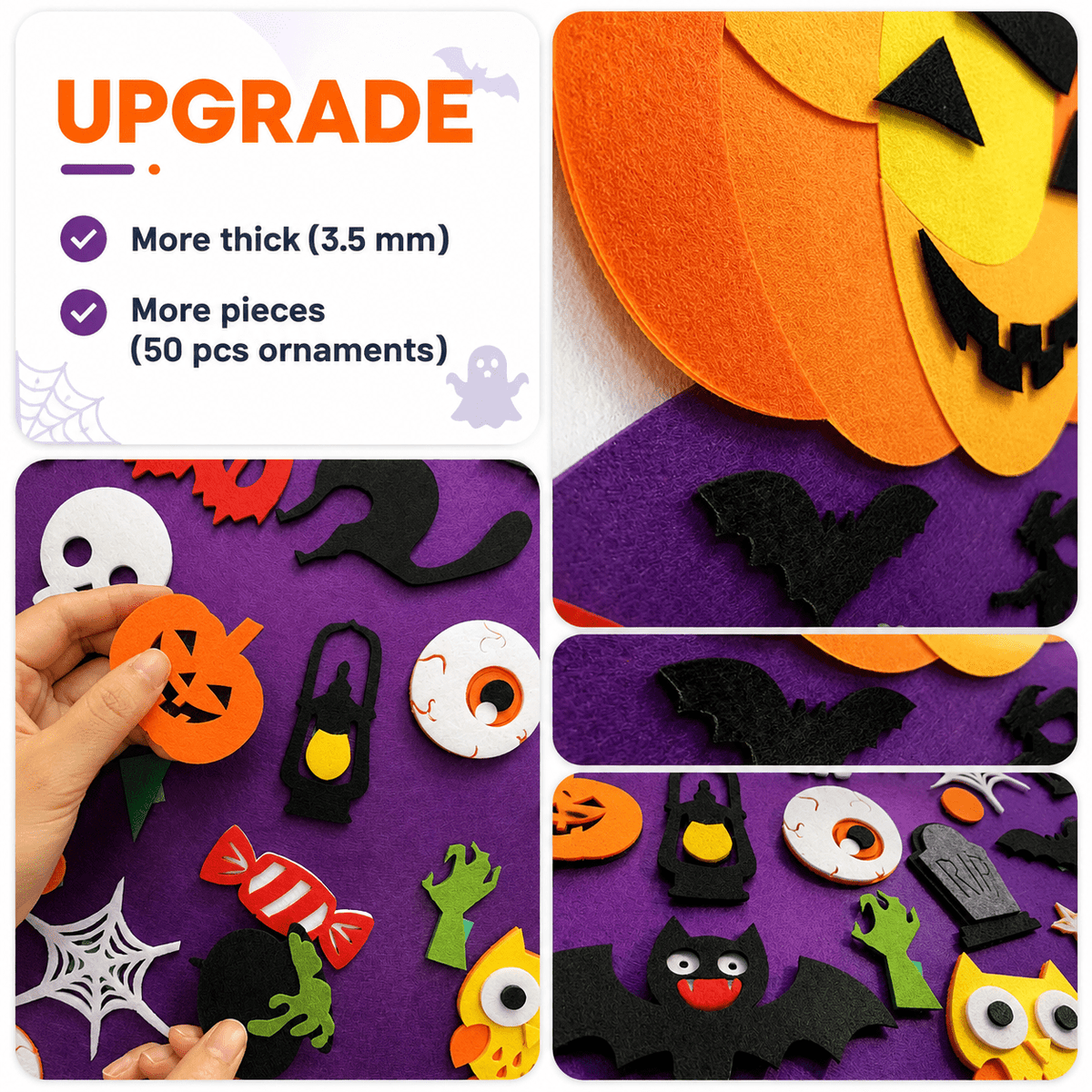 🎃 DIY Felt Pumpkin Witch Kit — 50 Pcs of Spooky Fun!