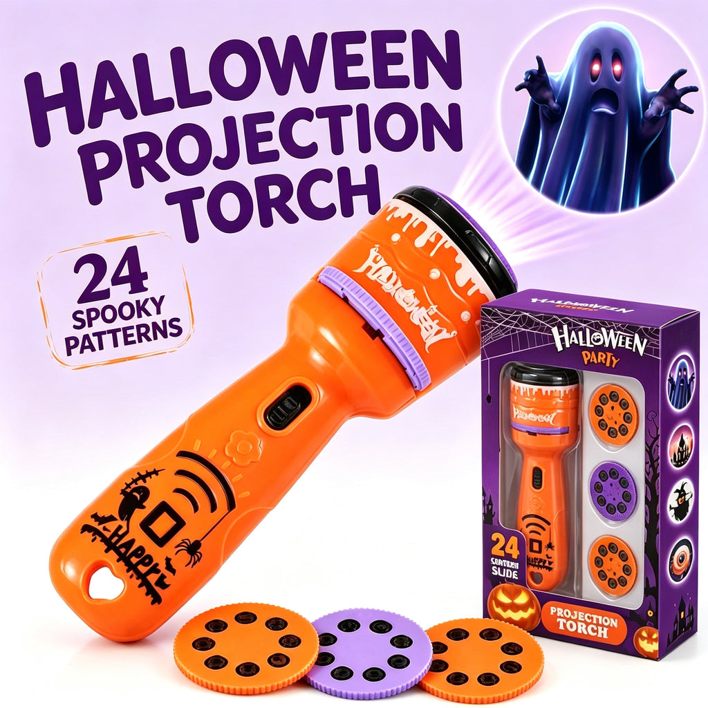 🎃 Halloween Projection Flashlight for Kids – 24 Spooky Images