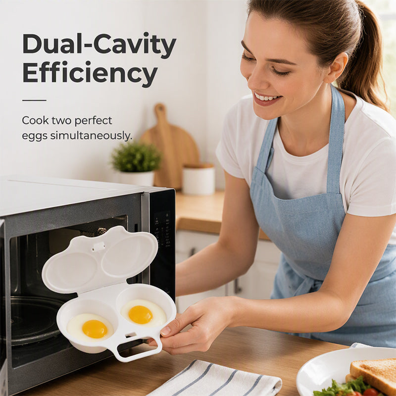🔥Microwave Egg Poacher – Dual-Cavity Steamer, Rapid Heating, Non-Stick PP – Ideal for Home, Office & Travel!