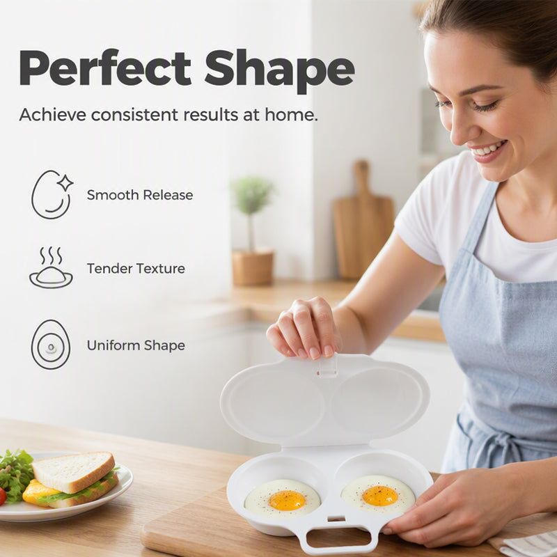 🔥Microwave Egg Poacher – Dual-Cavity Steamer, Rapid Heating, Non-Stick PP – Ideal for Home, Office & Travel!