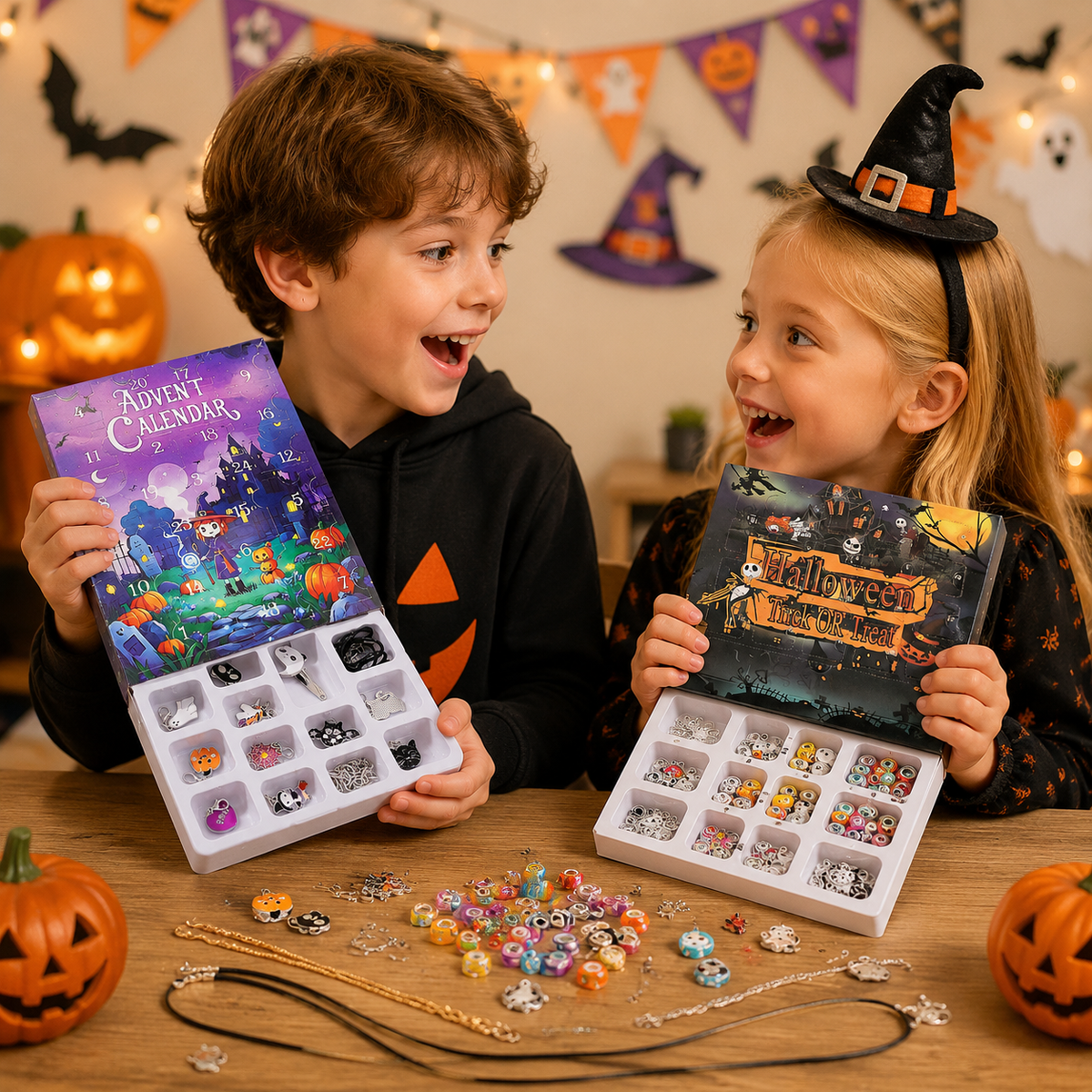 🎃Halloween Calendar | DIY Charm Bracelet & Necklace Kit for Kids👻