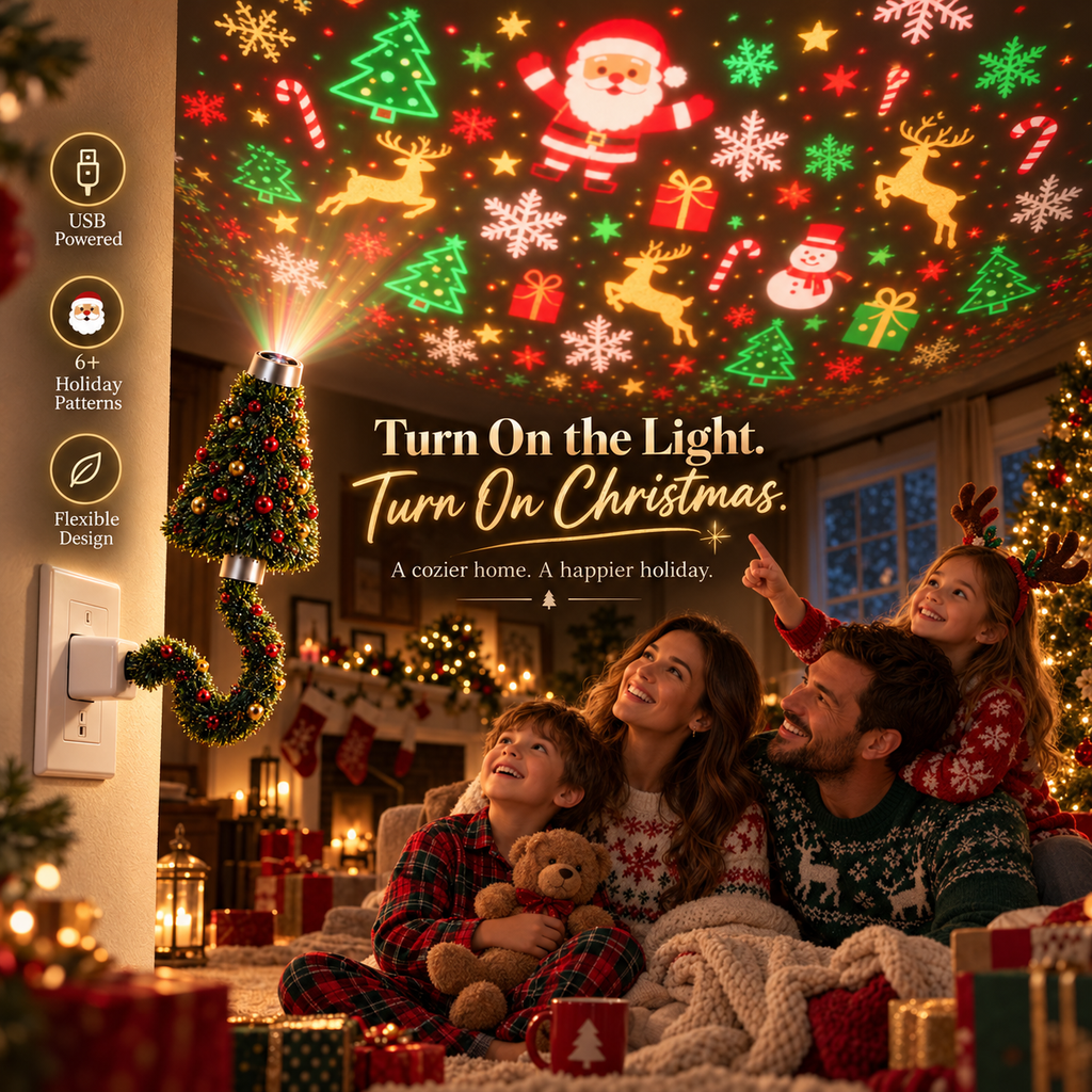 🎄 Plug In the Christmas Magic ✨ Mini Tree Projector Light with 6+ Festive Patterns