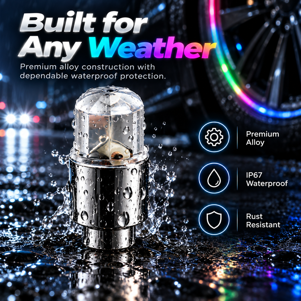 🔥Smart RGB Wheel Lights 🚗 | Waterproof Luminous Valve Caps for🚗Cars / 🏍️Motorcycles / 🚲Bicycles| Vibration-Sensitive LED Starlight 🌟